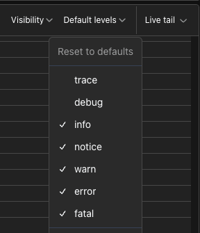 Default levels dropdown